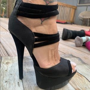 Black High Heels with Straps